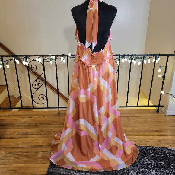 Premier Amour Womens Sleeveless Multicolor Halter Maxi Dress Halter Size 18 Plus - Picture 11 of 16